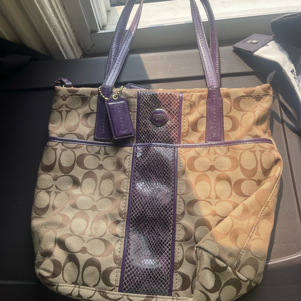 Coach Brown and Purple Elegant Tote